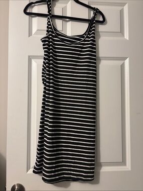 SHEIN Black and White Striped Midi Dress